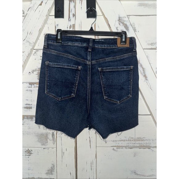 American Eagle Shorts Womens 10 Dark High Rise Shortie Super Stretch Distressed - Picture 6 of 9